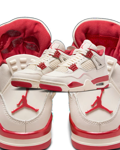 AIR JORDAN 4 RETRO "PALE IVORY AND TOUGH RED"